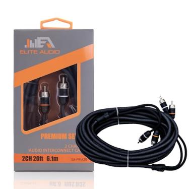 Imagem de Elite Audio Cabo RCA de áudio automotivo de 2 canais premium de 6 metros – blindagem dupla, cobre livre de oxigênio, cabo de áudio com redução de ruído para amplificadores, subwoofers, alto-falantes e