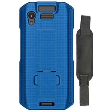 Imagem de Combo de capa + alça de mão para scanner de computador móvel Zebra TC21 TC26, capa protetora fina texturizada Nakedcellphone com suporte - azul cobalto