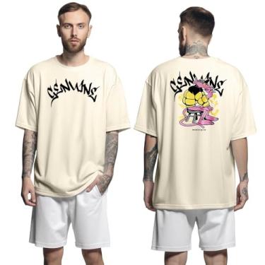 Imagem de Camisa Camiseta Oversized Streetwear Genuine Grit Masculina Larga 100% Algodão 30.1 Pink Panther - Bege - P