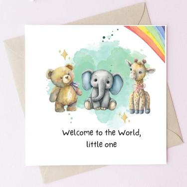Imagem de TEEMI - Cartão recém-nascido para sobrinho, sobrinha, presente para neto ou neta, cartão Welcome to the World