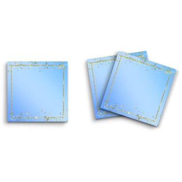 Imagem de Butler in the Home Sticky Notes Pacote com 12 7,6 cm x 7,6 cm, 50 folhas por bloco, borda azul claro e dourada com glitter, blocos de notas engraçados e fofos, papel planejador de diário