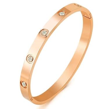 Imagem de Carweilon Pulseira de ouro 18K com 10 peças de elementos de cristais, pulseira masculina e feminina, conjunto de joias com perímetro de 18 a 19 cm, 7.5Inch Perimeter, Aço inoxidável