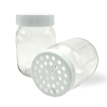 Imagem de Queijeira Polvilhador de Vidro Transparente, 268 ml, Conjunto de 6 (Branco)