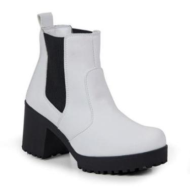 Imagem de Bota Chelsea Feminina Tratorada Salto Quadrado Conforto-Feminino