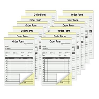 Imagem de suituts Pacote com 12 livros de pedidos de vendas, 8,9 x 14,9 cm, 2 peças de livros de recibos de venda sem carbono livro de faturas para pequenas empresas, 50 conjuntos cada bloco, total de 600 conjuntos