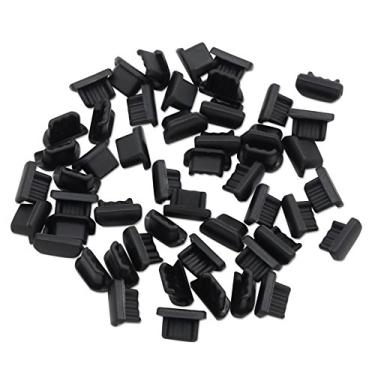 Imagem de PortPlugs – 5 pares de plugues antipoeira de silicone para porta micro USB Android e conector de fone de ouvido de 3,5 mm – conjunto de plugues de poeira para celular – proteção contra respingos, sujeira e fiapos de bolso, Black, 50 Pack