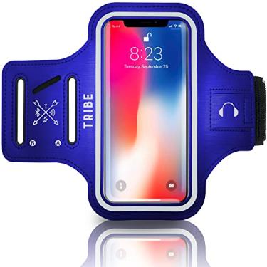 Imagem de Capa para celular com braçadeira resistente à água Tribe para iPhone X, Xs, 8, 7, 6, 6S Galaxy S9, S8, S7, S6, A8 com elástico ajustável, S: iPHONE 8/7/6/6s OR SIMILAR, Dark Blue