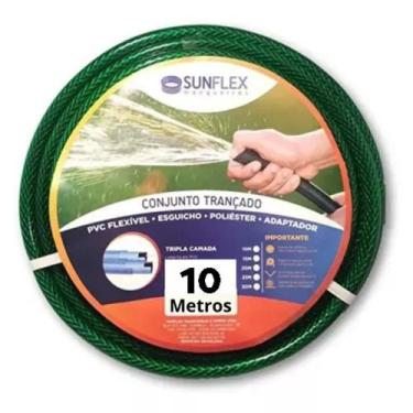 Imagem de Mangueira de jardim tripla camada 10m/15m resistente , flexível com bi