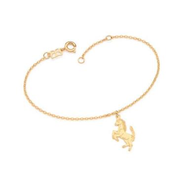 Imagem de Pulseira banhado ouro 3x 24k 18k e 22k feminina com pingente cavalo ro