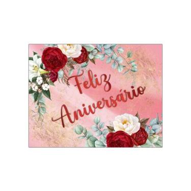 Imagem de Painel de Festa Horizontal 1,55 X 1,20 - Feliz Aniversário Floral 290 