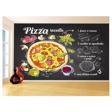 Imagem de Papel De Parede Alimentos Cantinho Pizza Lousa 3,5M Al341 - Você Decor