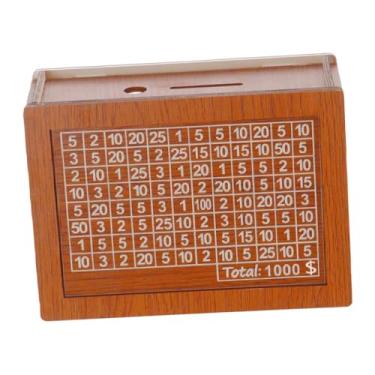 Imagem de UxicRuya Caixa de Poupança de Dinheiro Cofrinho Portátil de Madeira, para Adultos com Números Caso de Armazenamento, Decoração de Casa, Caixa de Dinheiro Poupa, Pode armazenar 1000 USD