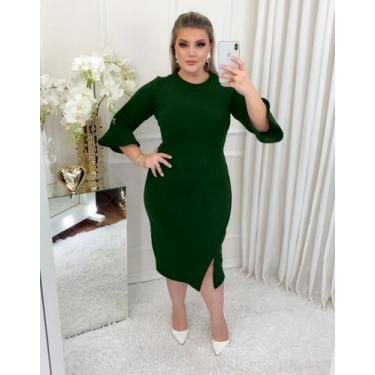 Imagem de Vestido Plus Size Fenda Lateral Moda Evangélica Feminina - MISS FLOWER