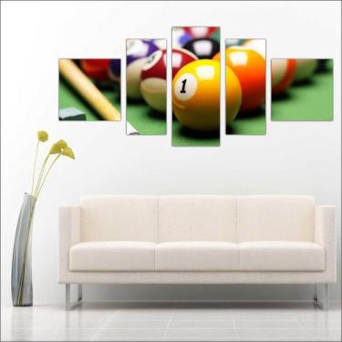 Imagem de Quadro Decorativo Sinuca Bilhar Salas De Jogos Mosaico 5 Peças TT2 - V