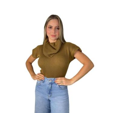 Imagem de Blusa Feminina Gola Alta Boba Tricot Inverno Manga Morcego - Calu Tric