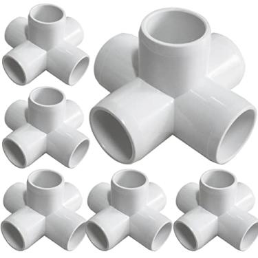 Imagem de Pacote com 6 acessórios de PVC de 3,8 cm, acessórios de PVC de cotovelo de 5 vias para móveis resistentes, camisetas de saída lateral SCH 40 de 5 vias, acessórios de tubo Conner para conexão de tubos
