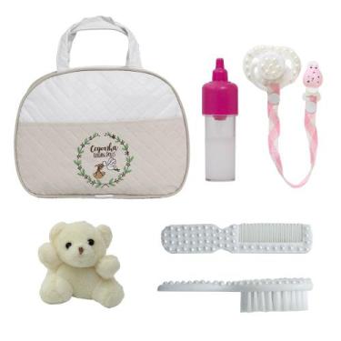 Imagem de Bolsa Maternidade Bege c Pentinho e Escovinha p Boneca - Saída Materni