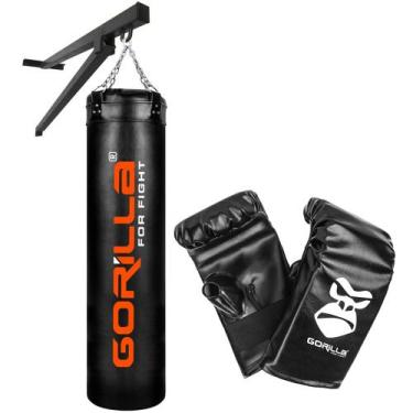 Imagem de Saco De Pancada 180 Cm + Luva + Suporte Parede - Gorilla, Unissex, Pre