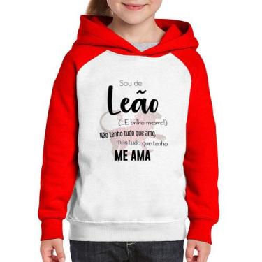 Imagem de Moletom Infantil Sou de Leão - Foca na Moda, Branco, Vermelho, 2
