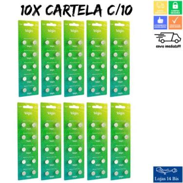 Imagem de 100 Pilha Bateria LR44 AG13 LR1154 10 Cartelas c/ 10 Baterias Energy E