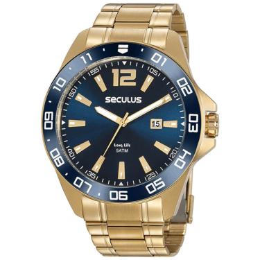 Imagem de Relógio de Pulso Seculus Masculino Analógico Dourado Long Life 20809GPSVDA2