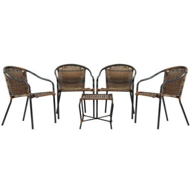 Imagem de Conjunto 4 Cadeiras Biquini com Mesa Baixa de Centro para Área Externa