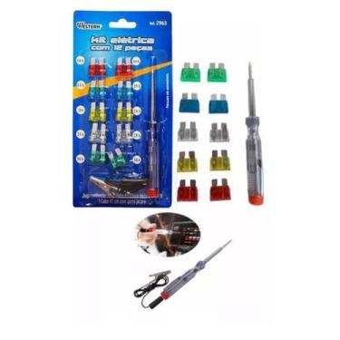 Imagem de Kit com Chave Elétrica e 12 Fusíveis para Carro - Western