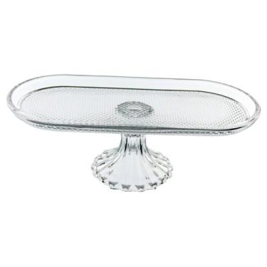 Imagem de PRATO BOLEIRA COM PÉ HOME&CO OVAL VIDRO 12x34x16cm TRANSPARENTE, Mater