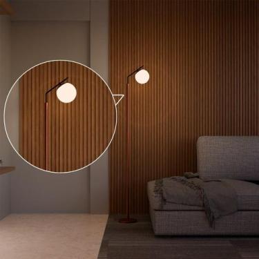 Imagem de Abajur Luminária De Chão Altura 1,6m Cobre Bivolt Com Globo Vidro + Lâ