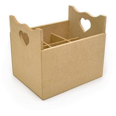 Imagem de Cesto Coração 6 Divisões em MDF - 18x13,5x15cm - Clf artesanato
