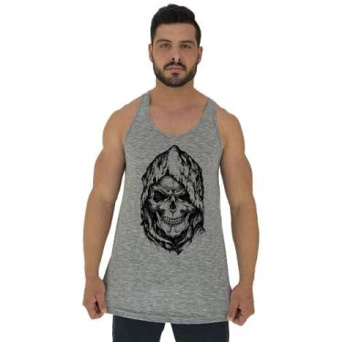 Imagem de Regata Longline Estampada Masculina MXD Conceito Dead Skull, EG, Cinza