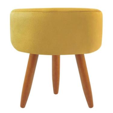 Imagem de Puff Redondo Decorativo Sala E Escritório Suede Amarelo - Maitê Moda C