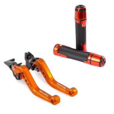Imagem de Kit Manete E Manopla Pegasus Stark Race Moto Yamaha Mt 03, Laranja