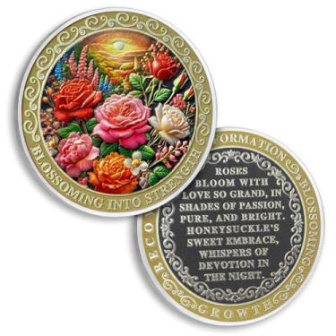 Imagem de Original Rose Sobriety Coin The Language of Flowers 6 Meses Sobriety Chip AA Chips and Medalhão Narcóticos Anônimos Chip AA NA WAA Coin Recovery Anniversary Token Sobriety Gifts for Women
