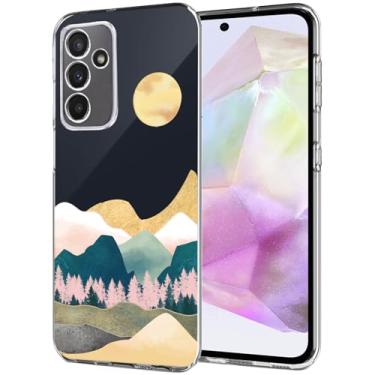 Imagem de Unov Capa compatível com Samsung Galaxy A35 5G transparente com design TPU macio absorção de choque fina em relevo padrão capa protetora traseira 16.8 cm (Sierra Mountains)