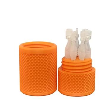 Imagem de Suporte e estojo de armazenamento para frascos de colírio - Armazene com segurança sete (7) frascos de uso único - tampa rosqueada, padrão serrilhado - mantenha os frascos seguros e organizados para