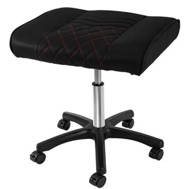 Imagem de Frassie Banco de apoio para os pés sob a mesa, banquinho móvel para jogos, multiuso, altura ajustável, banco giratório, resistente, ergonômico, com rodas