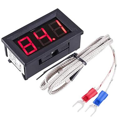 Imagem de PEMENOL Medidor de Temperatura Digital Vermelho Fahrenheit 12V-76F ~ 999F Display LED com Sensor de Temperatura Termopar Tipo K de Grau Industrial 0.5M M6