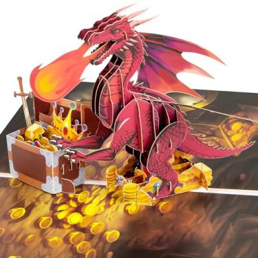 Imagem de CNLITIHEKA Cartão Pop Up de Dia dos Pais para Papai, Cartão Pop Up de Dragão para Meninos, Cartão Pop Up de Agradecimento para Ele, Cartão de Aniversário para Marido, Todas as Ocasiões.