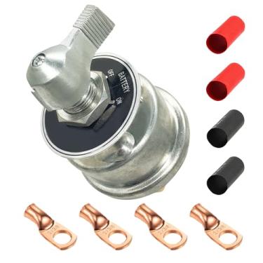 Imagem de Ampper Kit de interruptor de desconexão de bateria principal de 12-24 V, eliminador de isolador de corte de energia da bateria para carro, veículo, RV e barco (caixa de alumínio, kit liga/desliga)