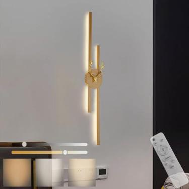 Imagem de Luminária de parede LED moderna com controle remoto, faixa longa, arandela de parede regulável, estilo nórdico, luz de parede linear, alumínio para escadas, quarto, sala de estar, luz de dec