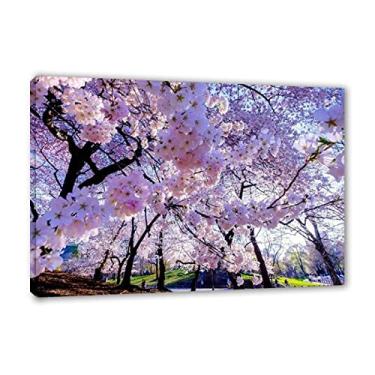 Imagem de Impressão de pintura de paisagem em tela - arte de parede em tela grande - imagens de paisagem em tela - pôster e impressões florais de árvores - arte para decoração moderna de sala de estar 20 x 30