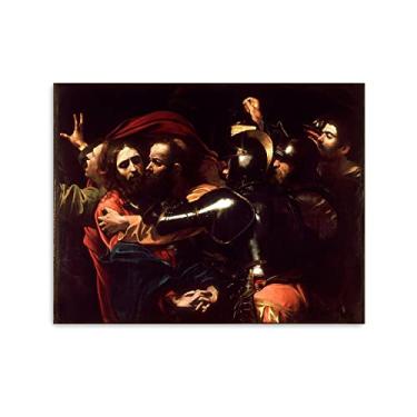 Imagem de JZSDGB Arte de parede em tela clássica - impressões Michelangelo Merisi Caravaggio - reprodução de pinturas a óleo famosas - The Taking of Christ Poster-Artwork Pictures on Canvas Wall Art 50 x 70 cm