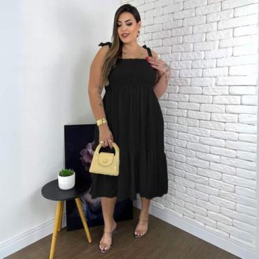 Imagem de Vestido De Alcinha Fresquinho Leve Para Gestante - Donna Lu, G1, Preto