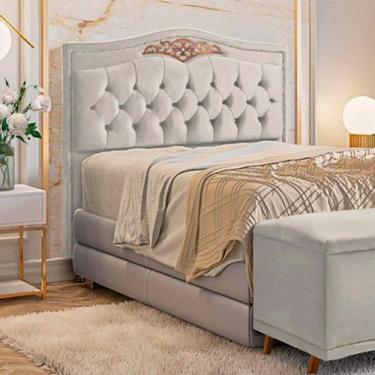 Imagem de Cabeceira Estofada Holanda 1,60 Queen Veludo Shop das Cabeceiras, Bege
