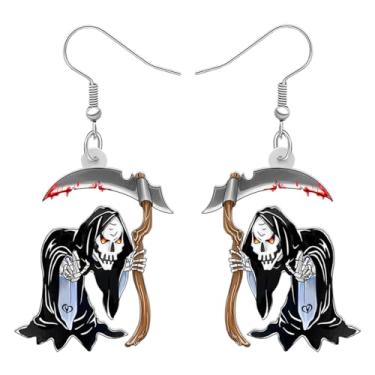 Imagem de SHIGIE Robe assustador preto de acrílico para Halloween, brincos de ceifador, pingente de foice, joias punk para festas e presentes, M, Acrílico, Sem pedra preciosa