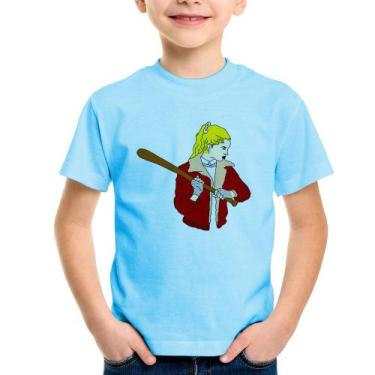 Imagem de Camiseta Infantil Baseball Girl - Foca na Moda, Azul bebê, 4