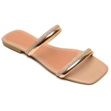 Imagem de Sandália Rasteirinha Feminina com Strass Confortável Fashion Verão (Nude, BR, Adulto, Numérico, 39)