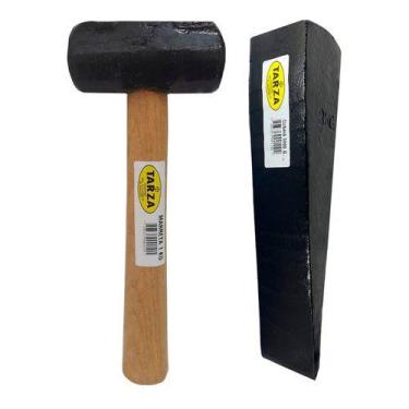 Imagem de Marreta 1kg + Cunha 3kg Forjada Tarza Kit