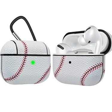 Imagem de Capa para AirPods Pro, capa protetora de couro PU para Takfox Airpod Pro, resistente a choques e arranhões com chaveiro [LED frontal visível], capa para fone de ouvido para AirPods Pro série 3,